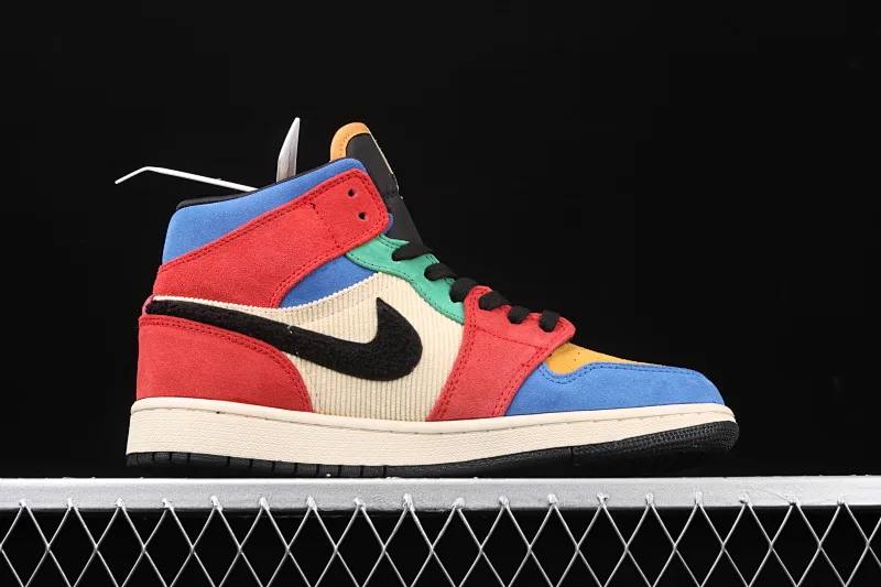 All categories Air Jordan Jordan series basketball shoes Air Jordan 1 Mid Blue The Great x Air Jordan 1 Mid AJ1 Joe 1 mid-top "colorful stitching" basketball shoes CU2805-100